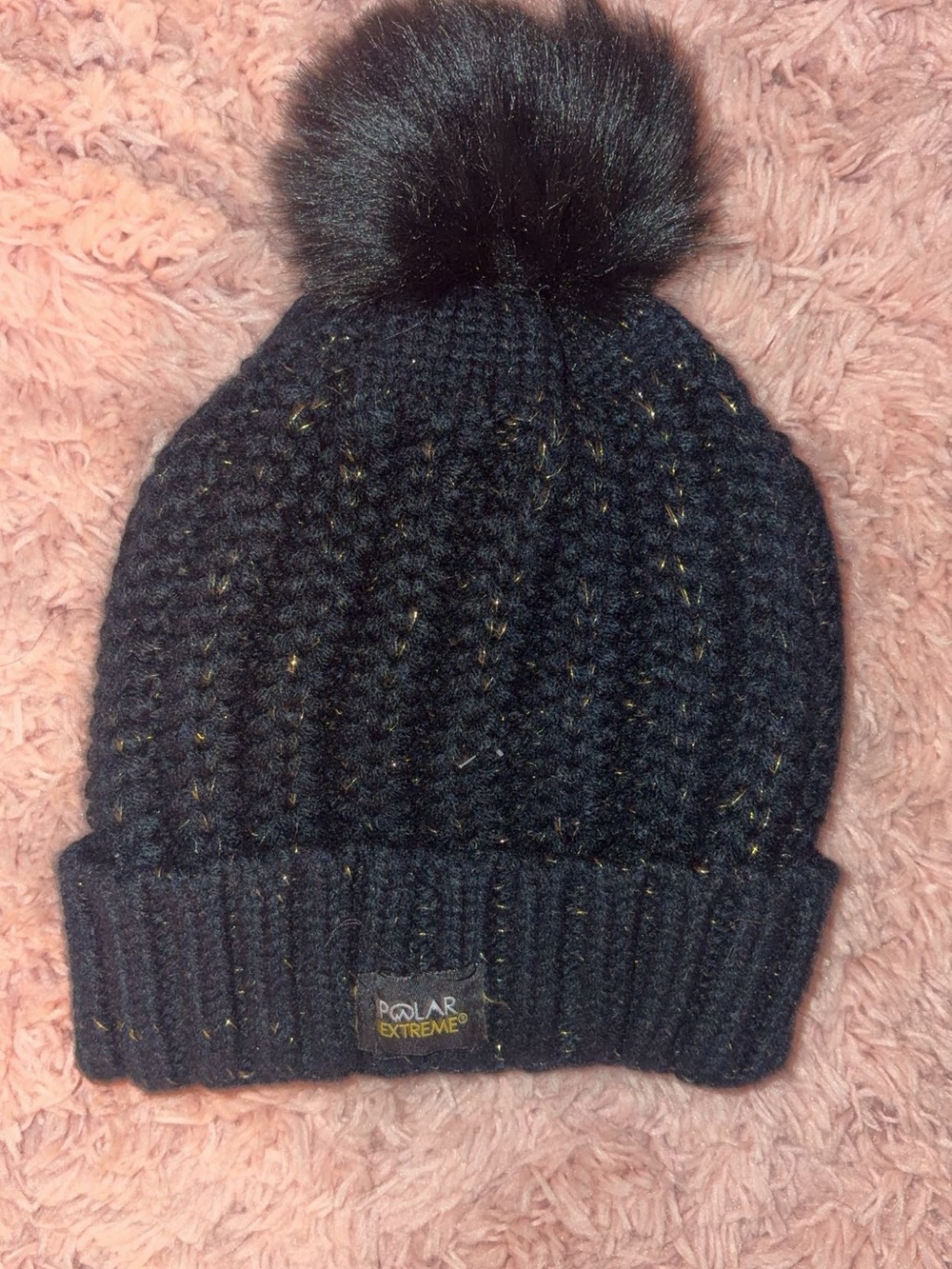 Polar Extreme Black Knit Pom-Pom Beanie